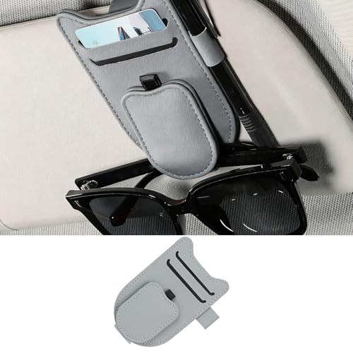 Estuches de gafas | Yatrosynth Soporte Para Gafas De Sol Para Coche, Fuerte Magnético Porta Gafas Para Coche, Coche Porta Gafas Para Coche Con Ranura, Para Tarjetas Visita, Billetes, Bolígrafo, Etc - Gris