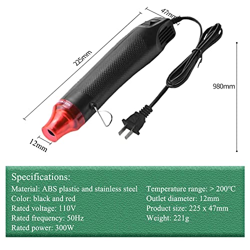 Didodi Mini Heat Gun 300W Handheld Heat Gun Dual-Temperature 392℉ & 662℉ Hot Air Gun Electric Heating Tools For Removing Epoxy Cup Painting Resin Air Bubbles, Drying Crafts & Shrink Wrap Paint #TOP1