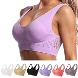 BH ohne Bügel Nahtloser Sport BH im 4er Pack für Sport Freizeit und Beruf, Atmungsaktiv Cooler Lift-up-Air-BH (Purple,6X-Large)