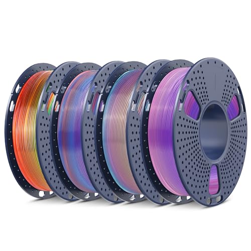 SUNLU Transparent Rainbow PLA Filament Bundle Multicolor, Neatly Wound...
