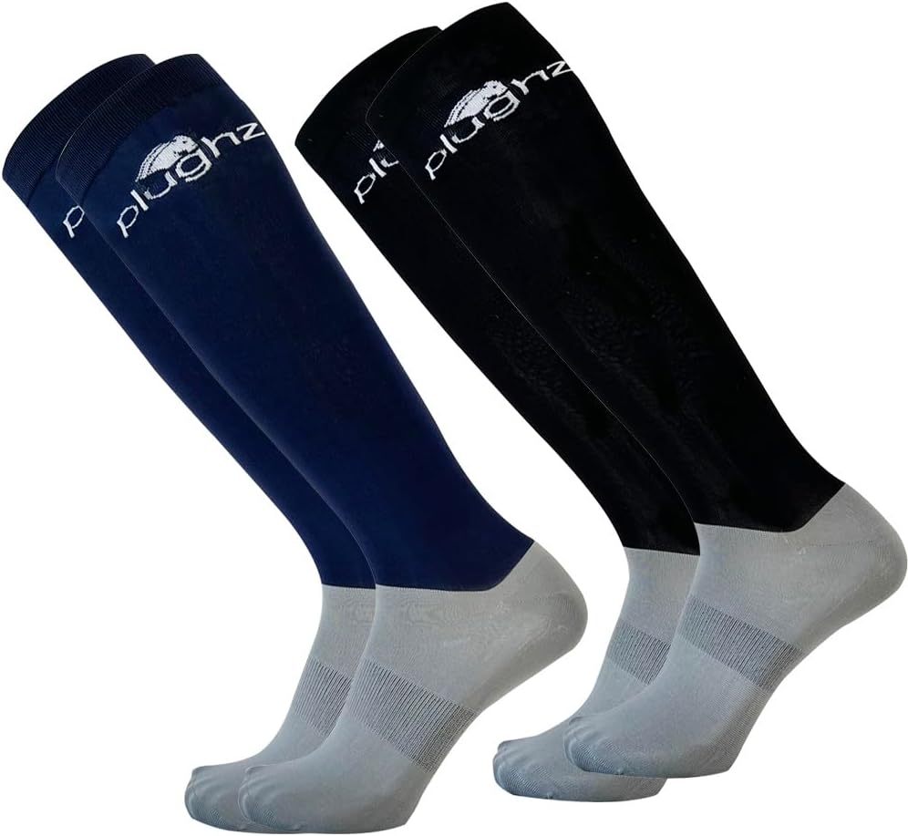 ProSport Equestrian Light Compression Tall Boot Riding Sock - 2 Pair Pack, Black, Navy, One Size