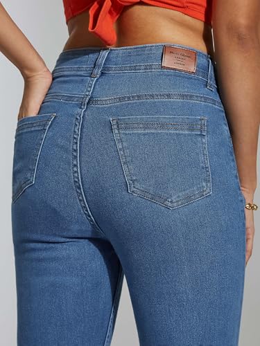 Image of Miss Chase Women's Skinny Fit High Rise Regular Length Stretchable Denim Jeans (MCSS25DEN68-42-530-36, Caribbean Blue, 36)