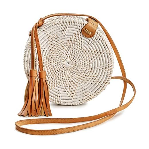 Rattan Bags for Women - Handmade Wicker Woven Purse Handbag Circle Boho Bag Bali