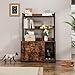 Curtainboro Corner Litter Box Enclosure with Shelves, 52'' Large Cats Hidden Furniture for Most of Litter Box, Wood Enclosed Kitty Cat Cabinet with Scratch Mat Brown-1
