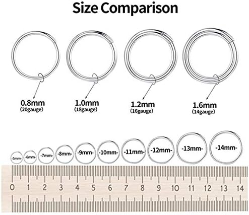 8mm Septum Ring Silver Nose Rings Hoop 18 Gauge Nose Hoop Helix Daith Tragus Earrings Hinged Segment Septum Clicker Lip Rings 18g Cartilage Earring Nose Piercing Jewelry Surgical Steel - 2