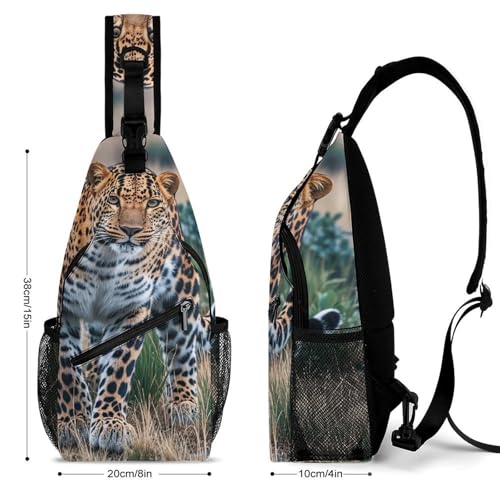 Mochila de viaje ligera con compartimentos ergonómicos y diseño de leopardo moderno 2