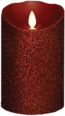 Liown 19817-5" x 3.5" Moving Flame Red Glitter Candle