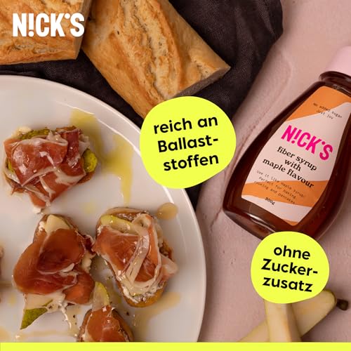 NICKS Fiber Sirup mit Honigaroma, ballaststoffreiche natürliche Keto Süßstoff ohne Zuckerzusatz, Glutenfrei, Low carb Zuckerersatz (300g)