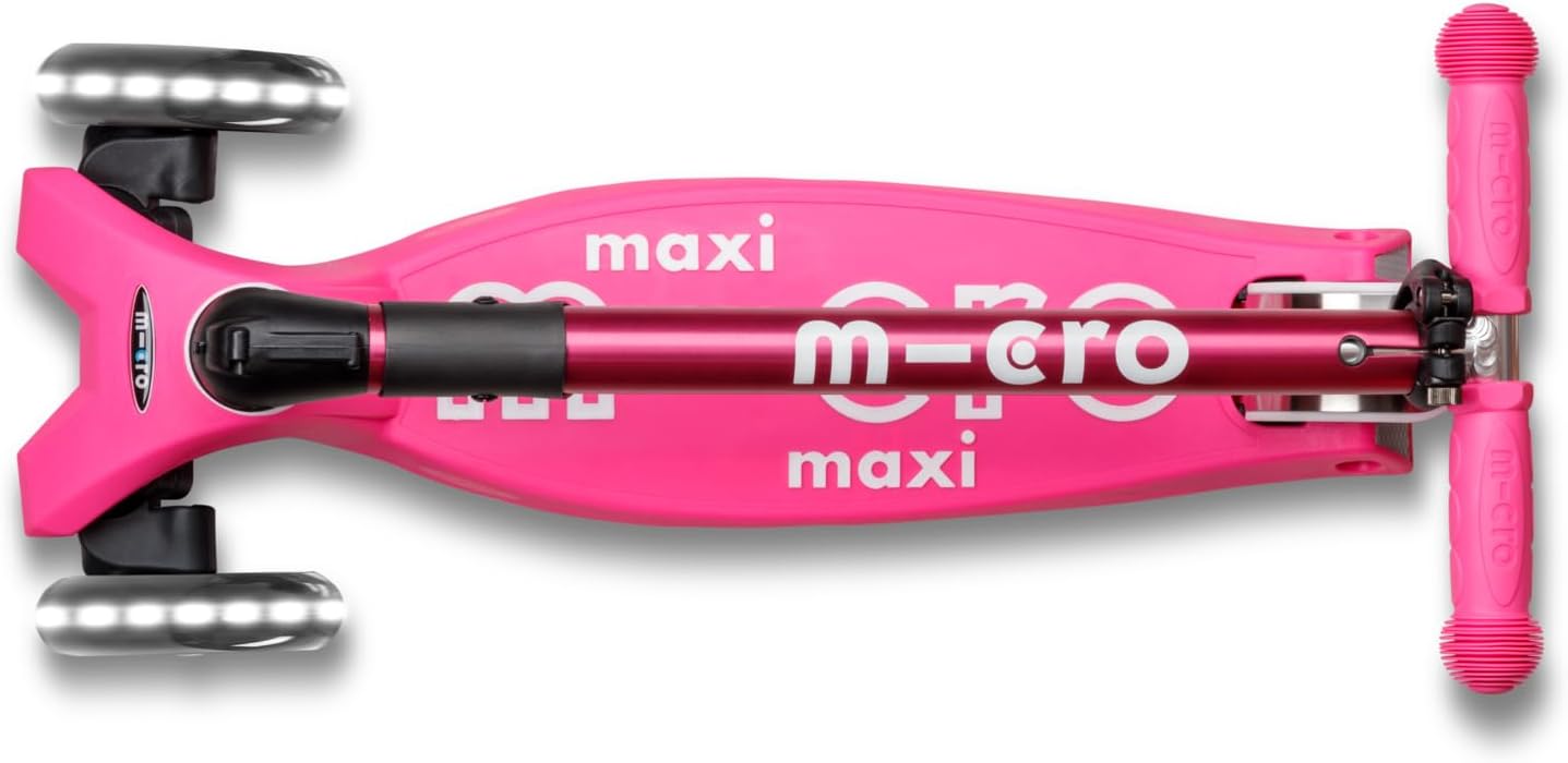 Micro® | Maxi Deluxe Folding LED Scooter 3 Wheels Kids | Height Adjustable | Wheels with LED Lighting | ABEC9 Bearings | 5-12 Years | Boys and Girls