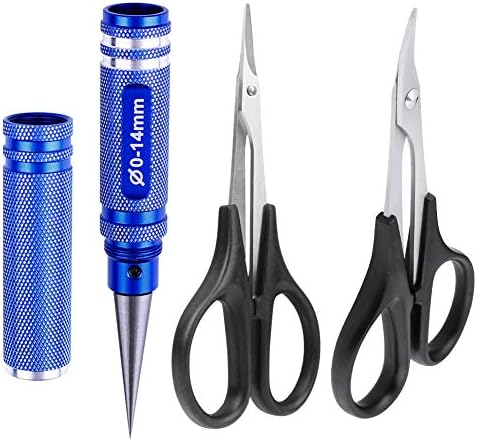 Hobbypark 3-Pack RC Body Reamer Hole Puncher and Curved Scissors & Straight Scissors Trimming Tools Set for RC Car Body Shell Lexan Plastic