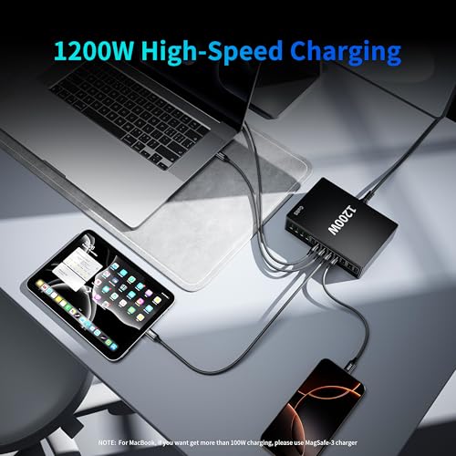 1200W USB C Charger Block Fast 12 Port MacBook Pro Charging Station - image 4