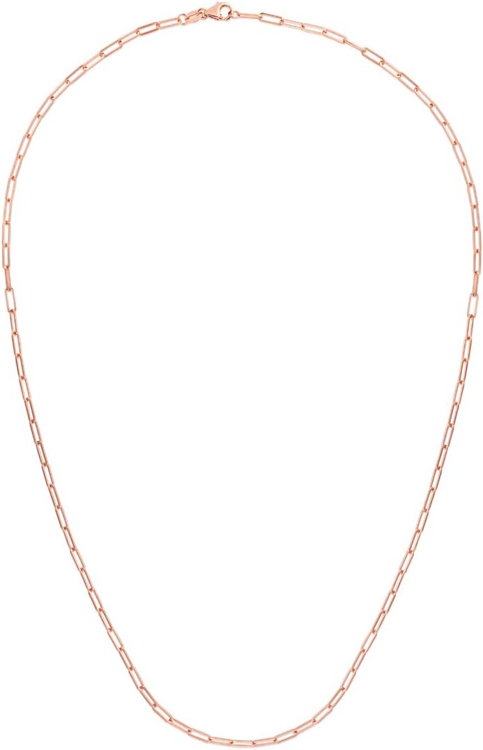 14k Rose Gold Paperclip Link Chain Necklace 2.1 mm (16"-24")