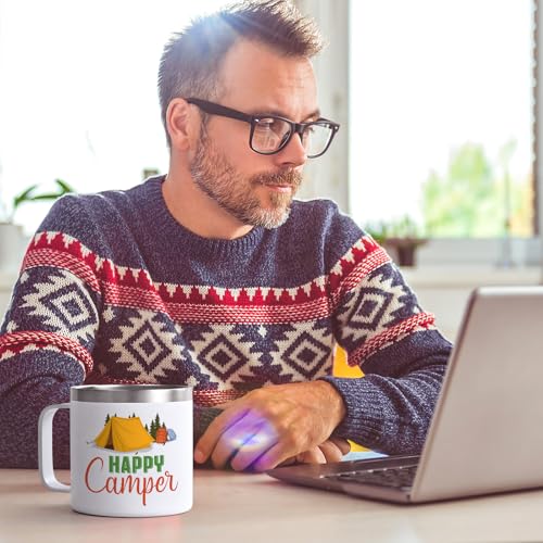 Qtencas-Happy-Camper-Gifts-14oz-RV-Camper-Gifts-Coffee-Mug-Stainless-Steel-Insulated-Mug-RV-Hiking-Mug-for-Outdoors-Picnic-Camping-Happy-Birthday-Christmas-Gifts-for-Family-Friends-White