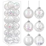 SHareconn Christmas Balls Ornaments Set, Shatterproof Plastic Decorative Baubles for Xmas Tree Decor Holiday Party Wedding Decoration，White