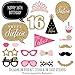 Big Dot of Happiness Chic 16th Birthday - Pink, Black and Gold Photo Booth Props Kit 20 Count