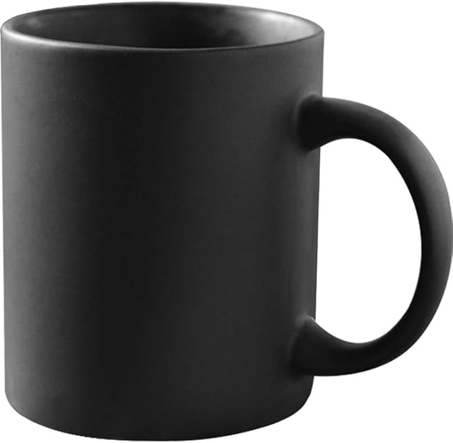 12 oz Matte Black Porcelain Coffee Mug, Smilatte Classic Ceramic Cup with Hanlde for Latte Cappuccino Tea