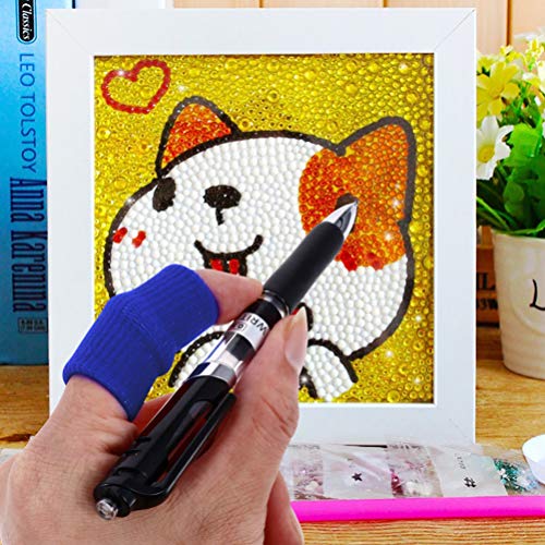 EXCEART 10Pcs Dedeiras Algodão Guardas Dedo Proteção Dedo Elástico Mangas Diamante Fornecimento de P