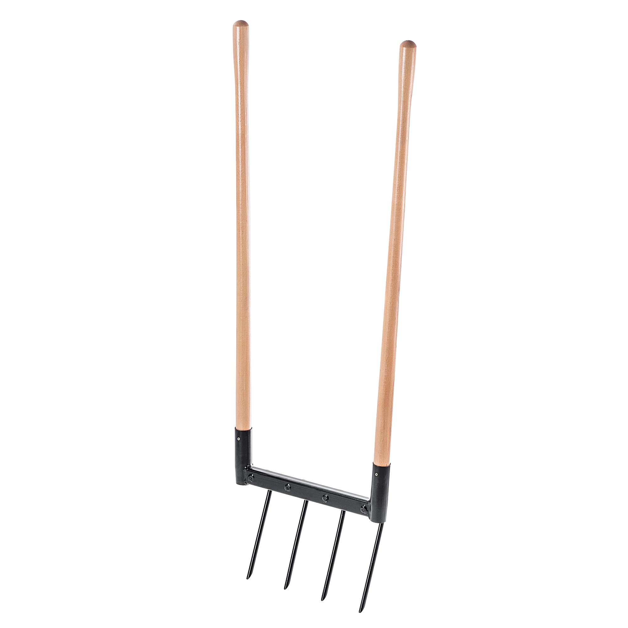 KADAX Fourche de jardin avec 4 dents et longues poignées en bois, fourche à creuser pour ameublir le sol et le jardinage, fourche large pour aérer les sols (49,5 x 134 cm)