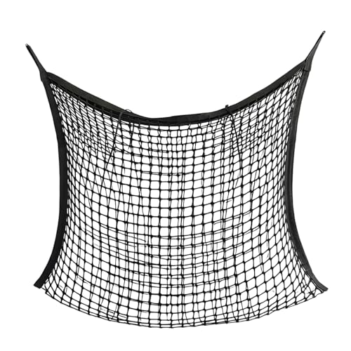 wkao Red de heno grande para caballo, capacidad de 31.5 × 35.4 pulgadas, bolsa de heno de nailon negro, comedero de heno colgante, reduce los residuos de heno, para establos y remolques