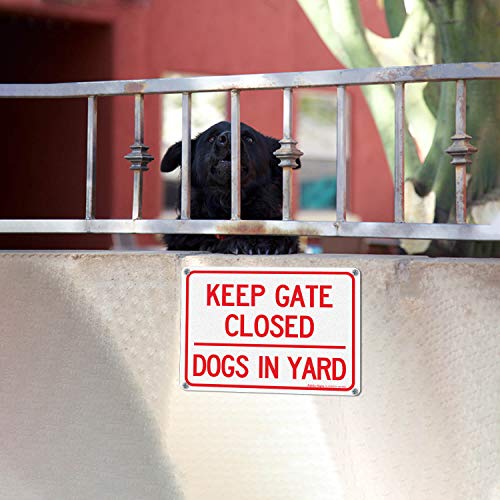 (2 Pack) Keep Gate Closed Dogs In Yard Sign, 10 X 7 Inches Rectangle.040 Rust Free Aluminum, Uv Protected And Waterproof, Weather Resistant, Durable Ink, Easy To Mount #TOP5