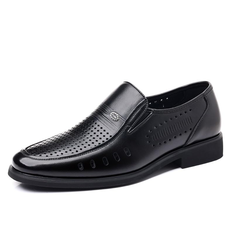 Men's Casual Dress Shoes Waterproof Business Formal Derby Shoes Genuine Leather Platform Slip-on Oxfords