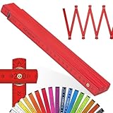 Metrie™ BL52 Holz Zollstock/Zollstöcke |2m langer Gliedermaßstab, Maßstab|Meterstab mit Duplex-Teilung - Hellrot