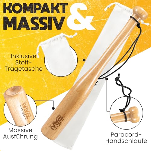Foto von Robuster Knüppel Massivholz Baseballschläger - 18 Zoll ; 48cm - Outdoor Baseball Schläger mit Schlaufe und Tragetasche für Training und Selbstverteidigung Natur Holzfarbe Self Defense Baseball Bat
