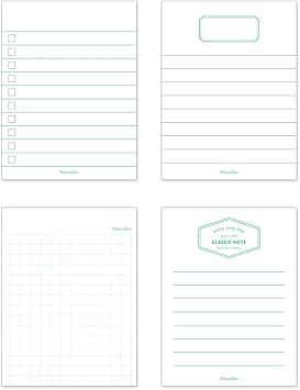 Monolike Memopad Basic Line B SET - 4 Packs, 4 Different Designs, 100 Sheets Per Pad, Total 400 Sheets, Note pads, Writing pads