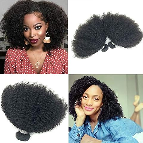 Brazilian Afro Kinky Curly Hair 12inch 4B4C 1 Bundle 100g Brazilian Virgin Remy Human Hair Weaves Natural Black Color (1 bundle 12inch, natural black) Cover