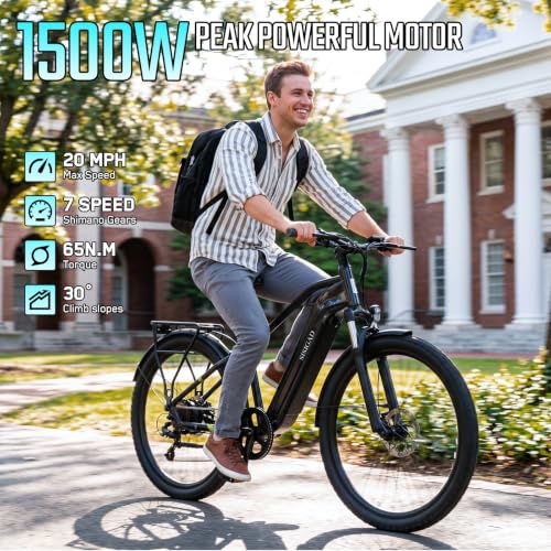 Image of SISIGAD Electric Bike for Adults,48V Removable Battery City Ebike,28MPH