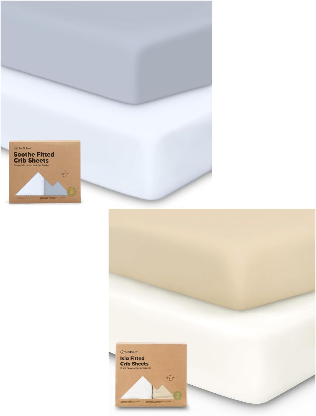 Keababies 2-Pack Crib Sheets and 2-Pack Crib Sheets for Boys, Girls - Soft & Breathable Crib Sheets for Boys and Girls - Fitted Baby Crib Sheets for Toddlers