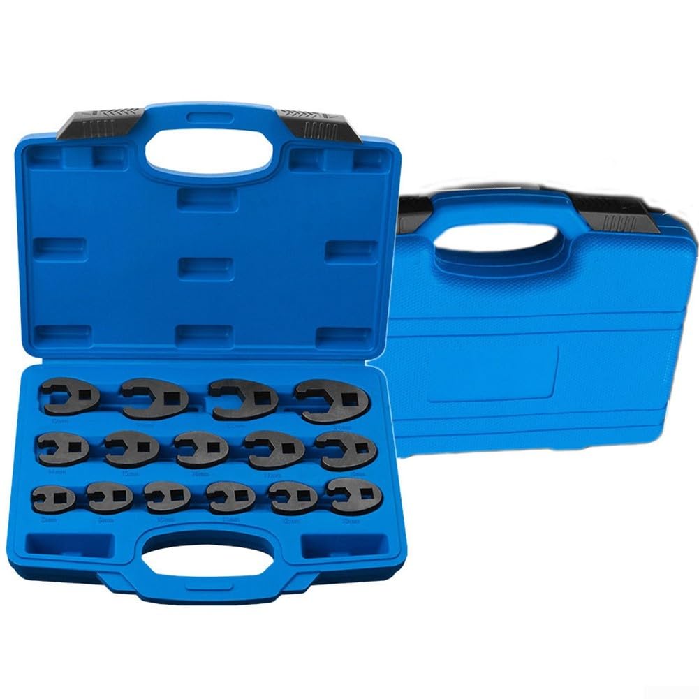 Zestaw 15 kluczy płasko-oczkowych metrycznych 3/8” 1/2” z napędem chromowanym, płaskich 8-24 mm, zestaw do napraw samochodowych