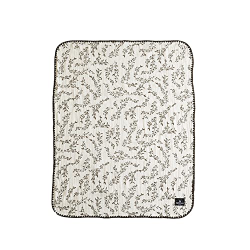 PUPPAPUPO ベビーブランケット 65×85cm 6重ガーゼ ベビー 赤ちゃん 新生児 子供 防寒 おしゃれ ひざ掛け 男の子 女の子 出産祝い プレゼント スター ムーン 月 星 01ボタニカル×ブラウン