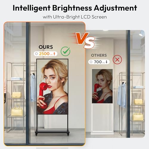 Image of 55 inch Digital Signage Display for Shop Window, 3000 Nits High Brightness, 1080P LCD Screen, Auto Brightness Light Sensor, Remote Control and APP Control, High Temperature Resistant, HDMI /USB /WiFi