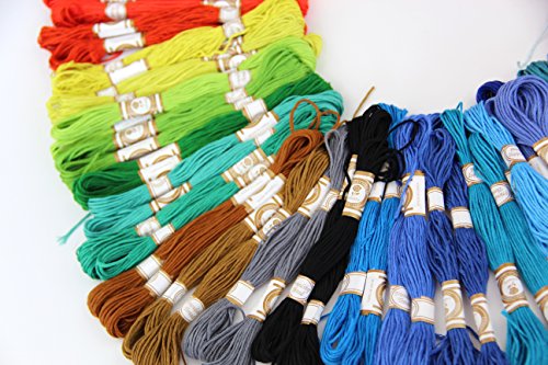 Raylinedo Embroidery Thread 100 Pcs Skeins Stranded Deal Embroidery Threads Embroidery Floss Threads, 50 X Assorted Coloured Skeins (Random Color) #TOP6