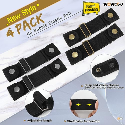 2 Pack No Buckle Belts for Men Women - Elastic Stretch Adjustable Invisible Side Belt Fits 1.5 Inch Loops2