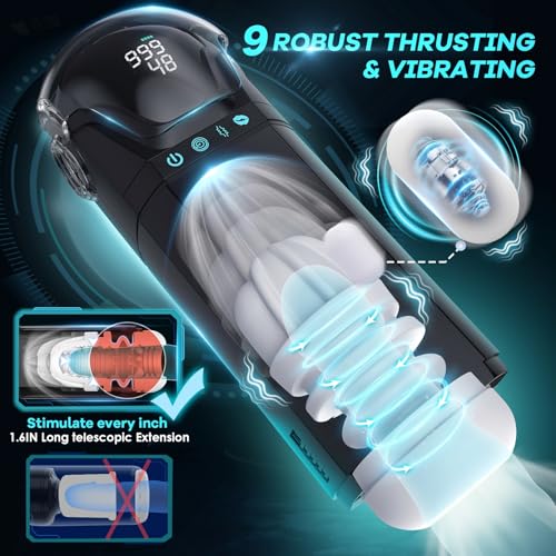 Image of Uoffile Male Sex Toy for Men, App Controlled Male Masturbator with 9 Suction 9 Thrusting 9 Vibration Modes, Penis Pump 3D Pocket Pussy Male Stroker with LCD Screen, Blowjob Simulation Adult Toy