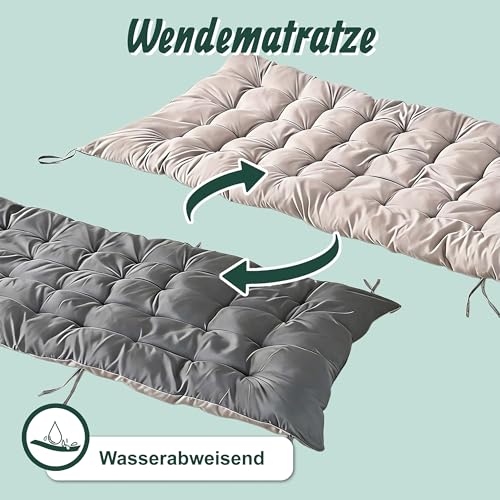 Relaxdays Campingbett klappbar, Matratze, Nackenkissen, Handyhalter, bis 250 kg, HBT: 26x190x72 cm, Feldbett, grau