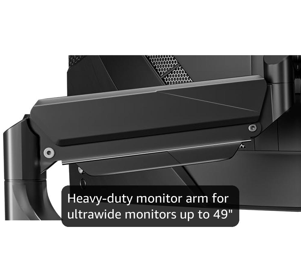 WALI Ultrawide Monitor Arm for 17-49 Inch Heavy Duty Curved Screens, Holds up to 44 Lbs, Adjustable Gas Spring Single Monitor Desk Mount with C-Clamp, Grommet Base, 75/100mm VESA, (GSM001XL), Black