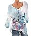 Produktbild NPRADLA Tops Damen Sommer Plus Size Chiffon Blumendruck Langarm Bluse Pullover Tops Shirt