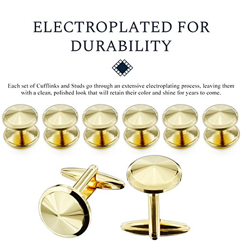Hawson Cufflink And Studs Tuxedo Set Gold Color With Platinum Finish Two Cufflinks With Six Shirt Studs Wrapped In Stylish Velvet Gift Bag #TOP5