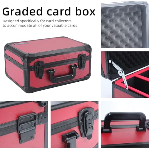 UHZBTEC Graded Card Storage Box; Durable Sports, PSA Card Storage Case- Trading Card Storage Box - PSA Slab Case (RED, 14.17x11.2x7 inches) by UHZBTEC - Used condition - Image 3