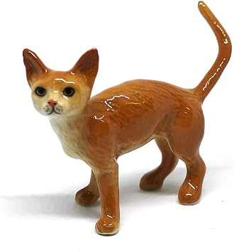 Ceramic Burmese Cat Figurine Porcelain Handmade Miniatures Collectible Brown