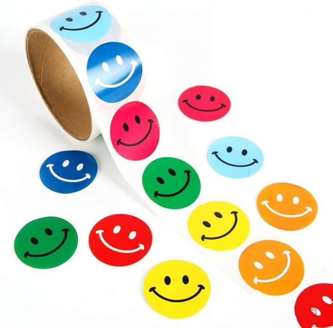 Amazon Lezej 子供のスマイルシール スマイリーステッカー ラウンドスマイリーステッカー カラフルなスマイリーステッカー スマイルステッカー 創造的な絵文字ステッカー 教師と子供の特殊な粘着紙 合計で100 シール ステッカー 文房具 オフィス用品