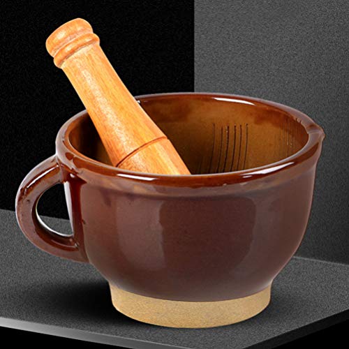 Yardwe 1 Conjunto de Pilão de Cerâmica E Moedor de Conjunto para Especiarias Temperos Pastas Pestos