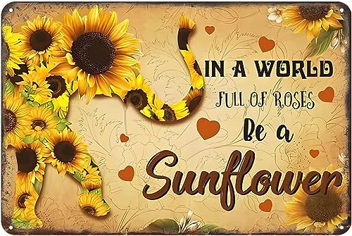 Elephant Sunflower in A World Full of Roses Be A Sunflower Colorful For Home Yard Farm Garden Garage Inspirational Quotes Wall Decor Tin Signs 8x6 Inches