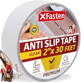 XFasten Clear Anti Slip Tape for Stairs, 2-Inch x 30-Foot Traction Non Skid Tape for Steps Outdoor, Non Slip Grip Tape, Residue-Free and Surface-Safe
