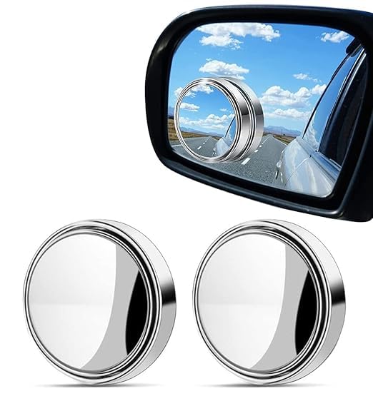 Image of 360 Rotatable HD Blind Spot Mirror (2 Pcs) - Convex Wide-Angle Car Side Mirror with 3M Adhesive, Waterproof & Rustproof, Universal Fit for Cars, SUVs & Trucks (Pack Of 2)