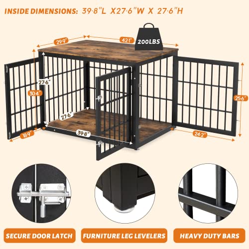 Rustic-Heavy-Duty-Dog-Crate-Furniture-for-Large-and-Medium-Dogs-Decorative-Pet-House-End-Table-Wooden-Cage-Kennel-Furniture-Indoor Rustic Heavy Duty Dog Crate Furniture for Large and Medium Dogs Decorative Pet House End Table Wooden Cage Kennel Furniture Indoor