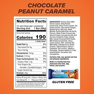 Pure Protein Chocolate Protein Shake, 30g Protein, 12 Pack and Pure Protein Bars, 20g Protein, Chocolate Peanut Caramel, 12 Count